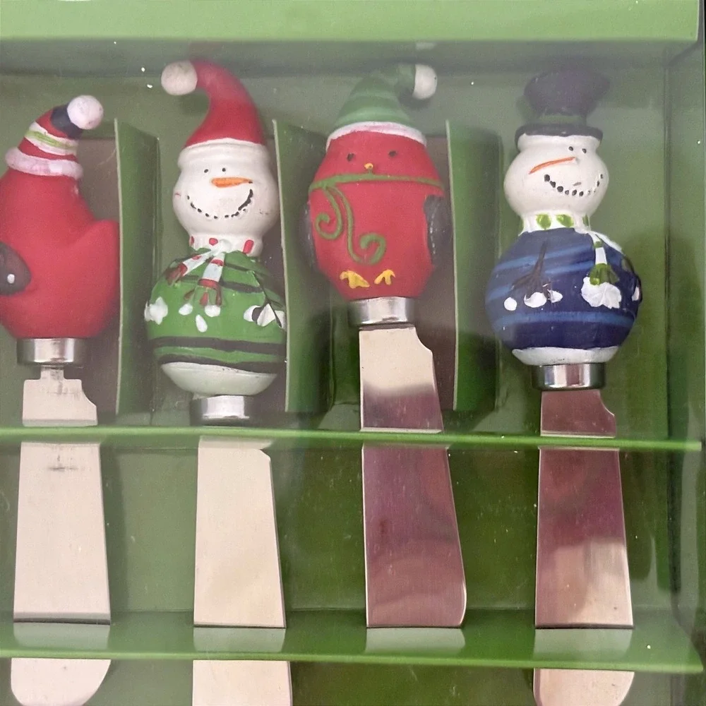 Boston‎ Warehouse  Snowman Spreader Set 4pc Stainless Steel Christmas